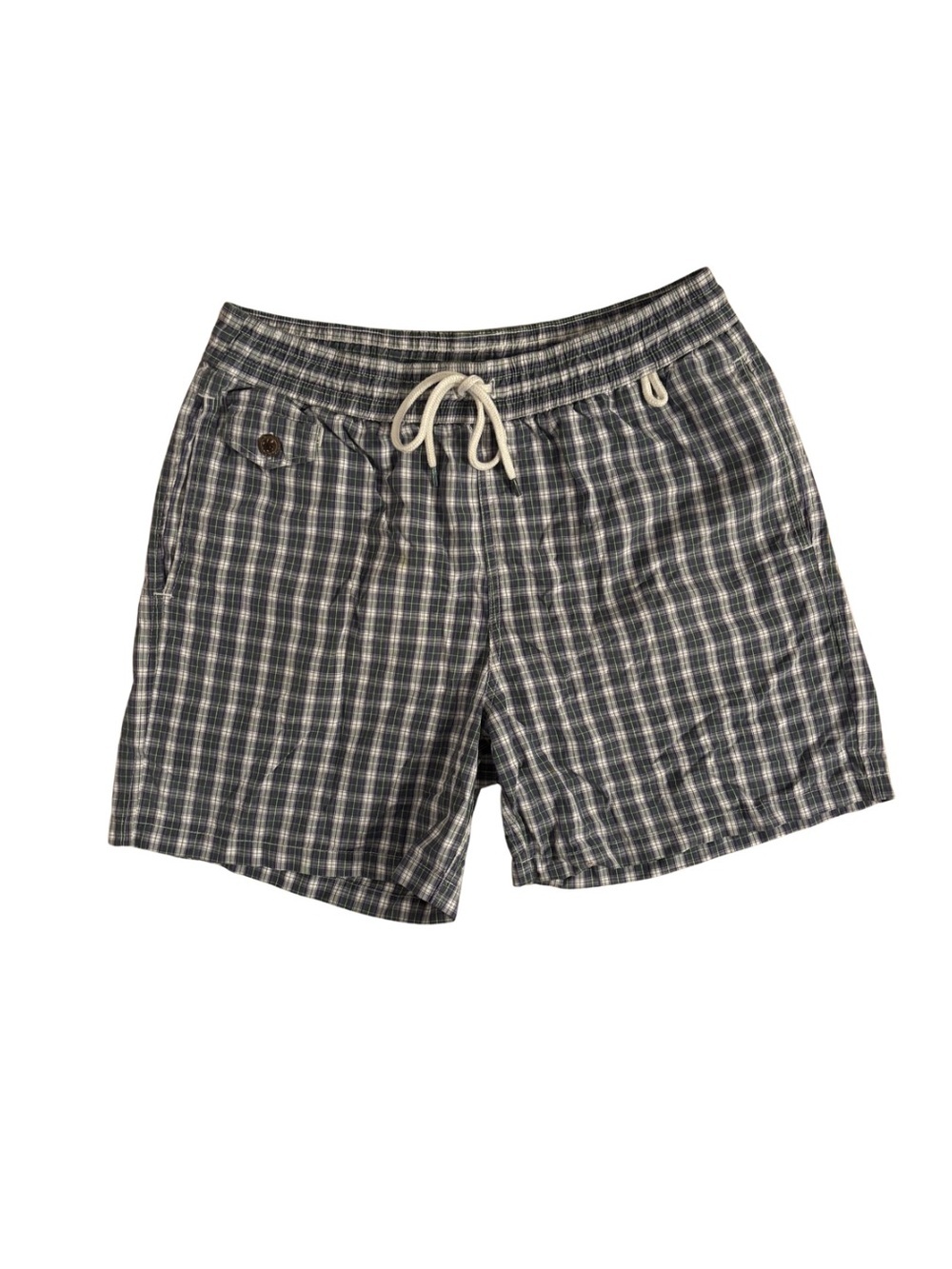 Polo Ralph Lauren Plaid Swim Trunks in Purple, Green & White